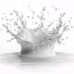 Dynamic Water Splash with Droplets. High-Speed Photography Capturing Liquid Art in Motion on White Background