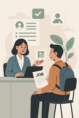 Job Search Assistance Vector. Career Counseling. Interview. Resume Review. Employment Consultation. Find a Job. Occupation Support. Recruitment Process. Hiring.