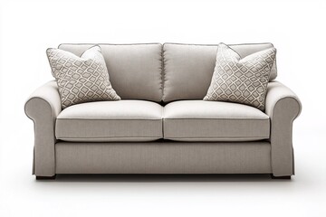 Fototapeta premium Cozy Modern Sofa. Elegant Tan Two-Seater for Stylish Living Room Decor