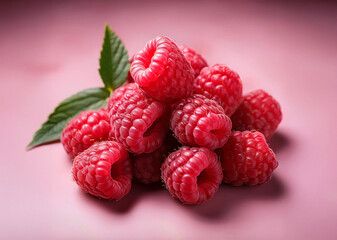 raspberries on a pink background