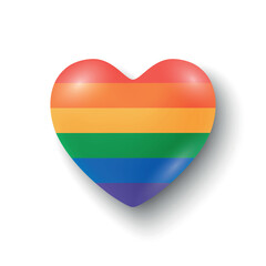 Fototapeta premium Vector 3d Rainbow Heart Icon with Glossy Pride Colors. Symbol of Love, Equality, Identity, LGBTQ Pride Support. Bright Pride Heart for Poster, Social Media, Sticker, Design Element, Pride Month