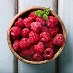 raspberries in a basket
