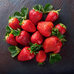strawberries on a wooden table