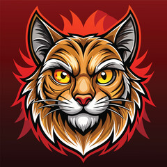 Fierce Bobcat Mascot Head Illustration