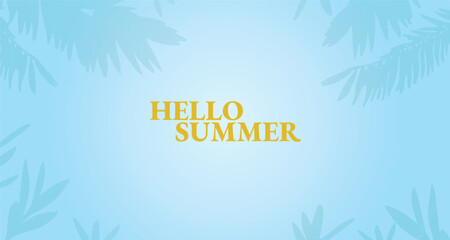 Hello Summer Cover Background. Vector Tropical Banana Leaves Sale Banner. Abstract Beauty Business Banner. Summer Party Monstera Illustration.