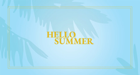 Hello Summer Cover Background. Vector Tropical Banana Leaves Sale Banner. Abstract Beauty Business Banner. Summer Party Monstera Illustration.