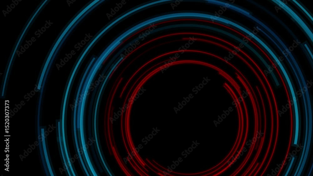 Poster blue red tech creative circular lines concept abstract geometric background. seamless looping futuri