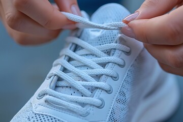 Tying Sneakers. Close-Up of Athletic Footwear Lacing Techniques for Active Lifestyles