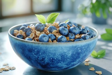 Healthy Blueberry Oatmeal Bowl. A Nutritious Plant-Based Breakfast Packed with Antioxidants and Fiber