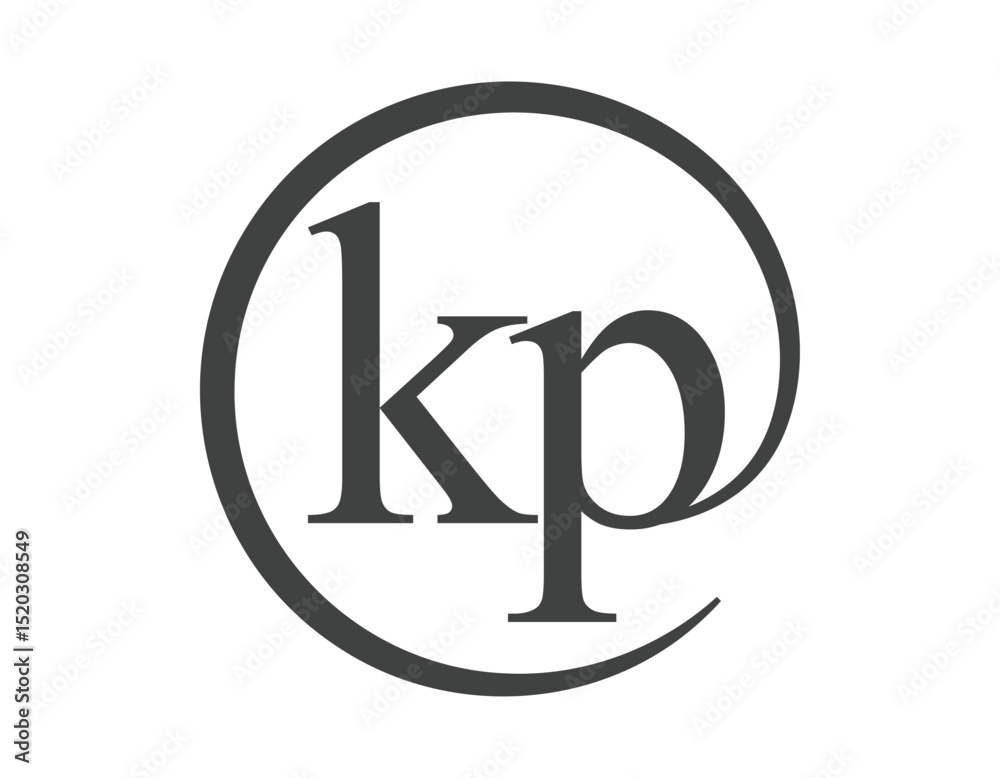 Fototapete kp logo from two letter with circle shape email sign style. k and p round logotype of business compa
