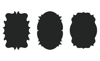 Unique silhouette design element featuring decorative frame shapes. Perfect for branding, labels, or invitations needing a touch of distinct style. Versatile for text or graphics overlay.