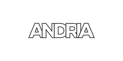 Andria in the Italia emblem. The design features a geometric style, vector illustration with bold typography in a modern font. The graphic slogan lettering.