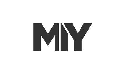 MIY logo design template with strong and modern bold text. Initial based vector logotype featuring simple and minimal typography. Trendy company identity.
