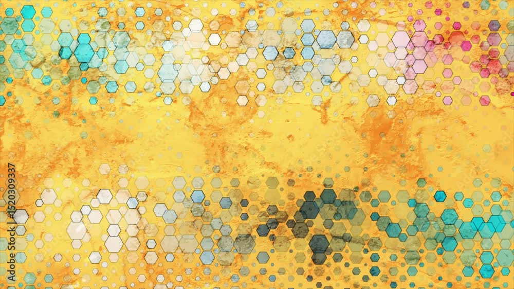 Fototapete colorful grunge texture background with hexagonal abstract pattern. seamless looping retro geometric