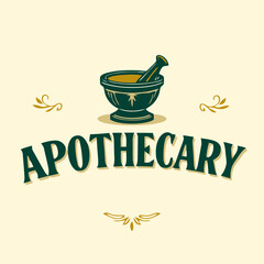 Vintage Apothecary Logo with Mortar and Pestle