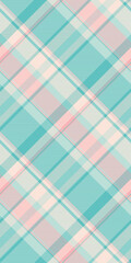 Pastel pink and teal diagonal plaid pattern.  Perfect for textile design, website backgrounds, or scrapbook projects. This soft, delicate texture evokes feelings of calmness and femininity.