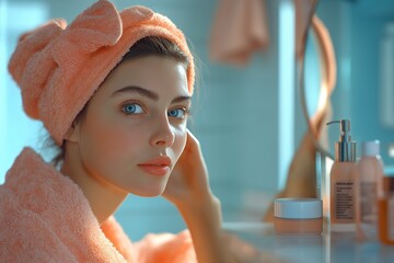 Relaxing Women's Skincare and Beauty Routine. Young Woman's Self-Care with Makeup, Spa, and Cosmetics