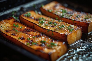 Grilled Squash & Vegetables. Healthy Restaurant Dish with Fresh Organic Ingredients - Close-Up Food Photography