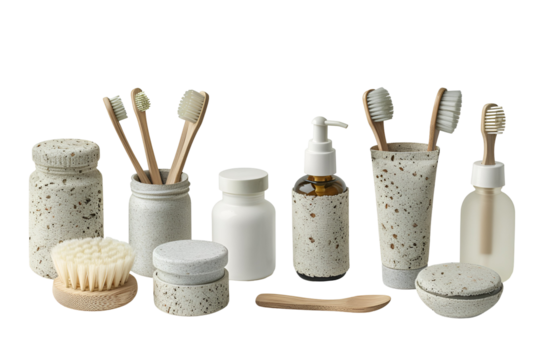 Eco-friendly bathroom essentials stylishly arranged