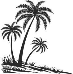 Palm tree silhouette vector illustration.