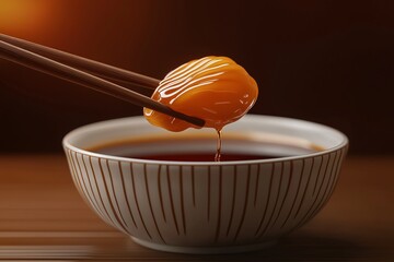 Authentic Asian Cuisine. Sweet Honey and Soy Sauce Duo in Gourmet Food Photography