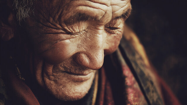 old tibetan man portrait