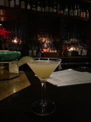 cocktail with lime on a table