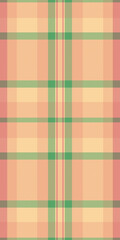 Rich vector fabric background, 70s plaid pattern texture. Ethnic check tartan seamless textile in orange and amber colors.