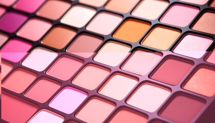 Fototapeta premium Makeup palette with various shades of pink and beige