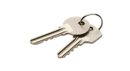 Metal keys on a keyring for secure locking concept of transparent background png  
