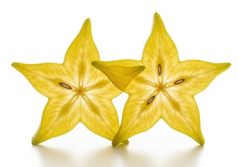 Two star fruit slices isolated on white background