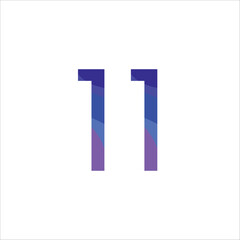 Colorful Gradient Number 11 Design with Modern Typography on White Background