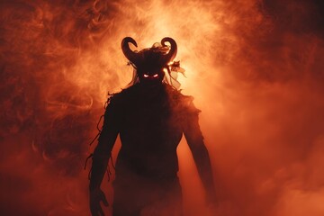 Demon, red smoke background