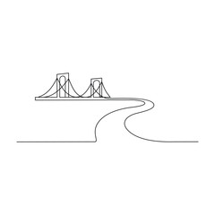 One continuous line drawing of a connecing bridge  vector illustration. National development theme design in simple linear style concept. Suitable for your asset design.