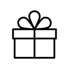 Elegant Line Art Icon of a Wrapped Gift Box with Ribbon Bow