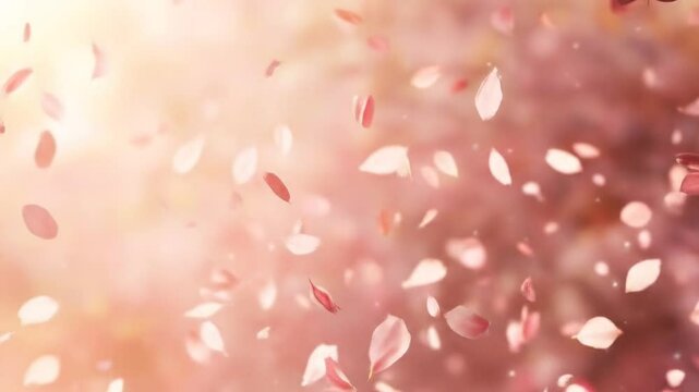 Falling pink flower petals motion background video for romantic and wedding themes