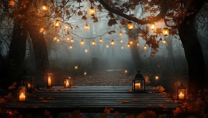 Autumnal Foggy Forest Path