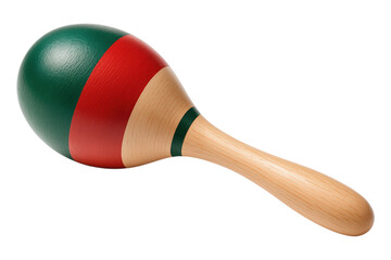 Colorful Handcrafted Wooden Maraca Musical Instrument for Percussion Enthusiasts, Ideal for Kids and Adults, Isolated on Transparent and White Background