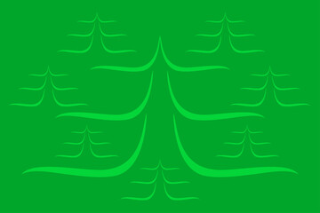 Green abstract design featuring curving lines creating a balanced composition on a solid background