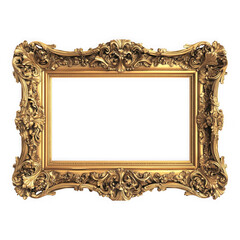 Ornate golden frame illustration on transparent background