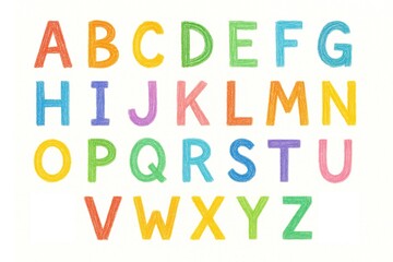Colorful Crayon Alphabet Set on White Background Educational Resource for Kids Learning ABCs