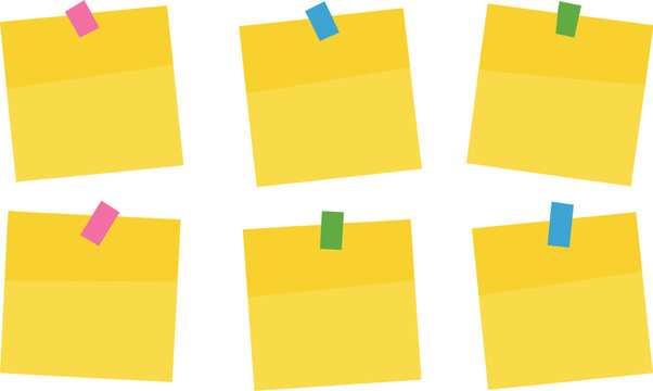 Bright yellow sticky notes on a blank background are perfect for office reminders or important messages