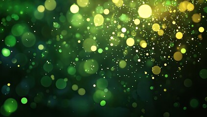 Obraz premium Abstract bokeh lights, vibrant green and gold