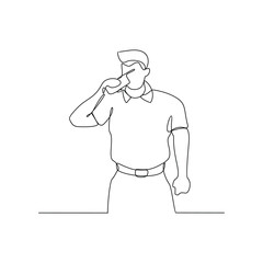 One continuous line drawing of a Security officer with alert and confident posture vector design illustration. Justice themes design in simple linear style concept. Suitable for your asset design.