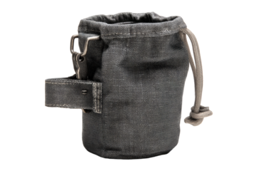 Dark Grey Canvas Bottle Carrier with Metal Clasp and Drawstring