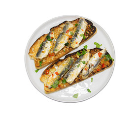 pan fried sardine fish on toast