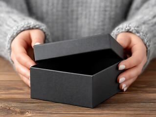 close-up photograph of hands carefully opening a box containing a new set of crafting materials