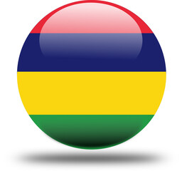 Flag of Mauritius – 3D Circular Icon in High Resolution PNG Format	