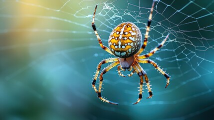 Obraz premium Vibrant Orb Weaver Spider on its Web