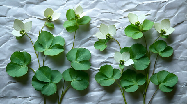 White Flower Green Leaf Illustration